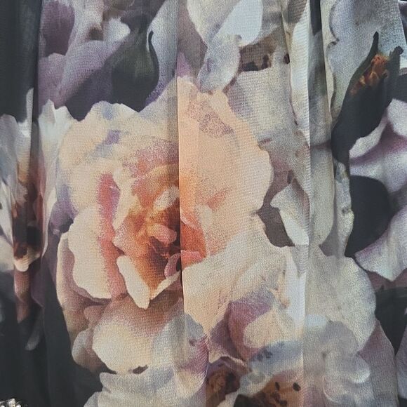 SLNY Floral Maxi Shoulderless Rhinestone Dress NWT Size 6 - Picture 9 of 12